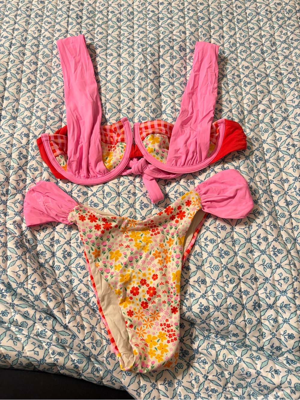 Pink Floral Underwire Bikini Set